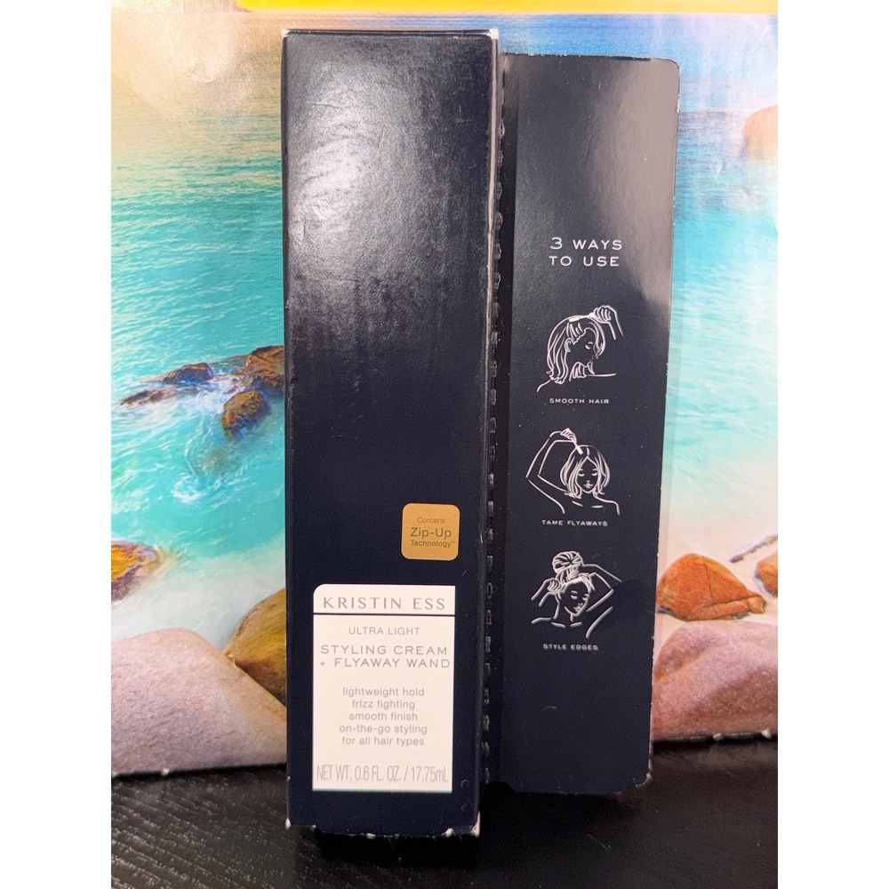 Kristin Ess Ultra Light Styling Cream + Flyaway Wand 0.6oz Zip-Up Technology